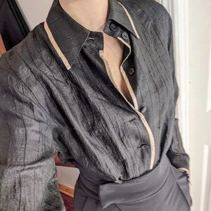 Silk shirt with champagne trim - vintage blouse